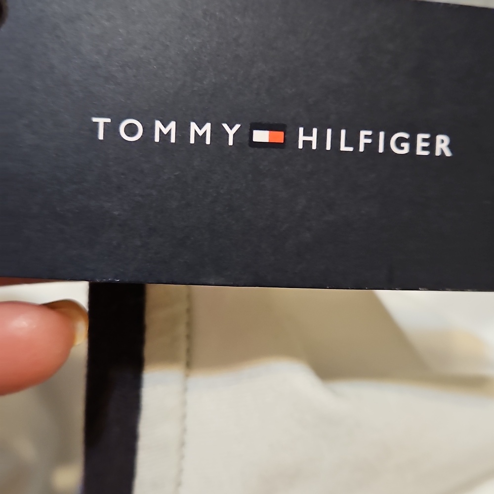 Tommy Hilfiger White Tee with Navy Floral Motif - Short Sleeve - Picture 10 of 10